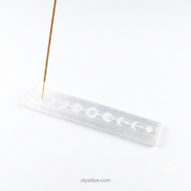 Selenite Incense Ash Catcher (8 in.) - Celtic Moon 🌙✨