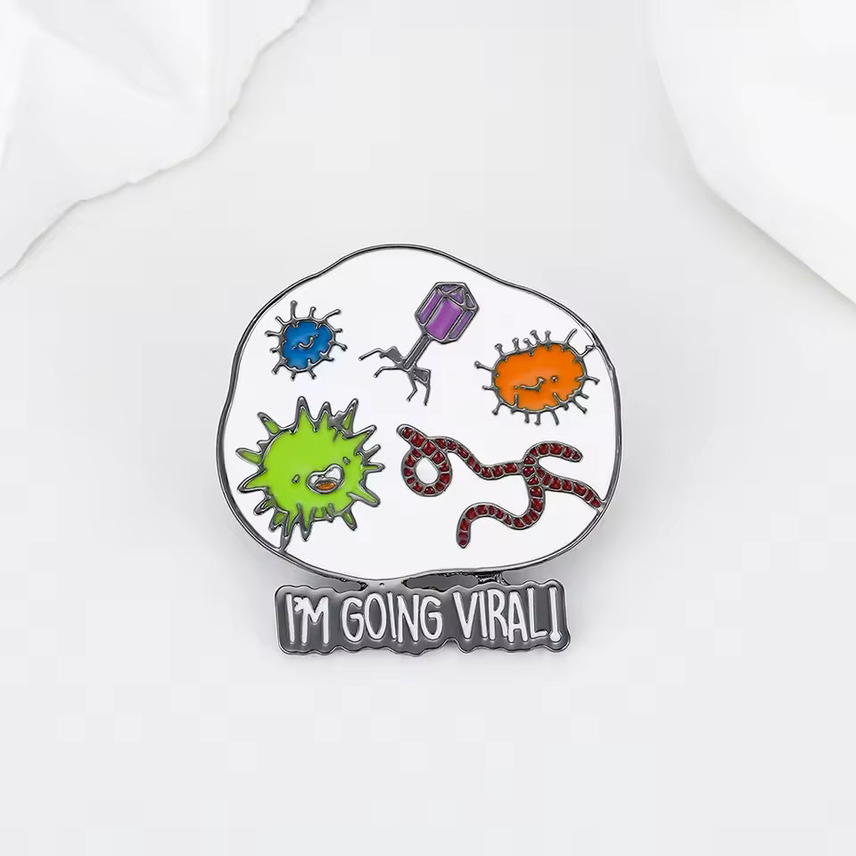 "I'm Going Viral" Petri Dish Enamel Pin | The Science Badge - Ziya Blue