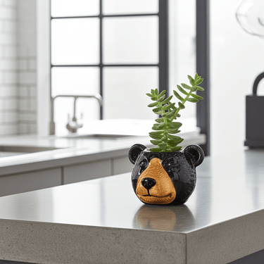 2.5" Black Bear Planter - Ziya Blue