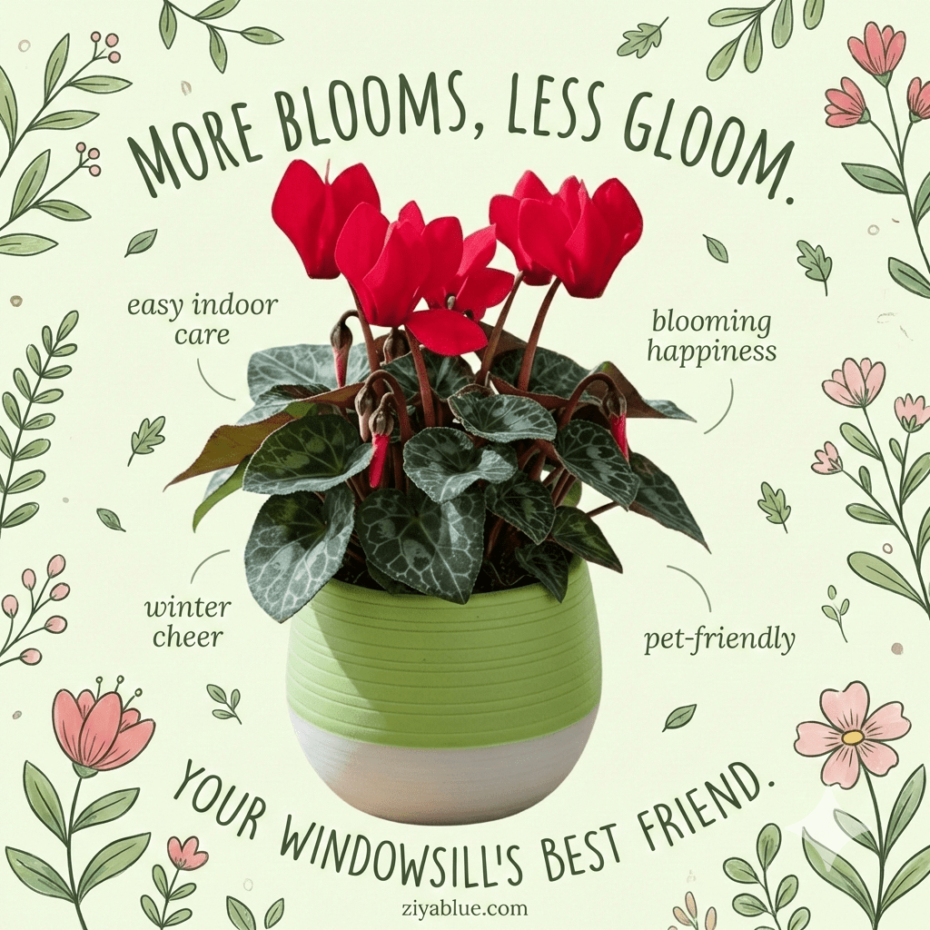 2.5" Cyclamen in Self Watering Pot - Ziya Blue