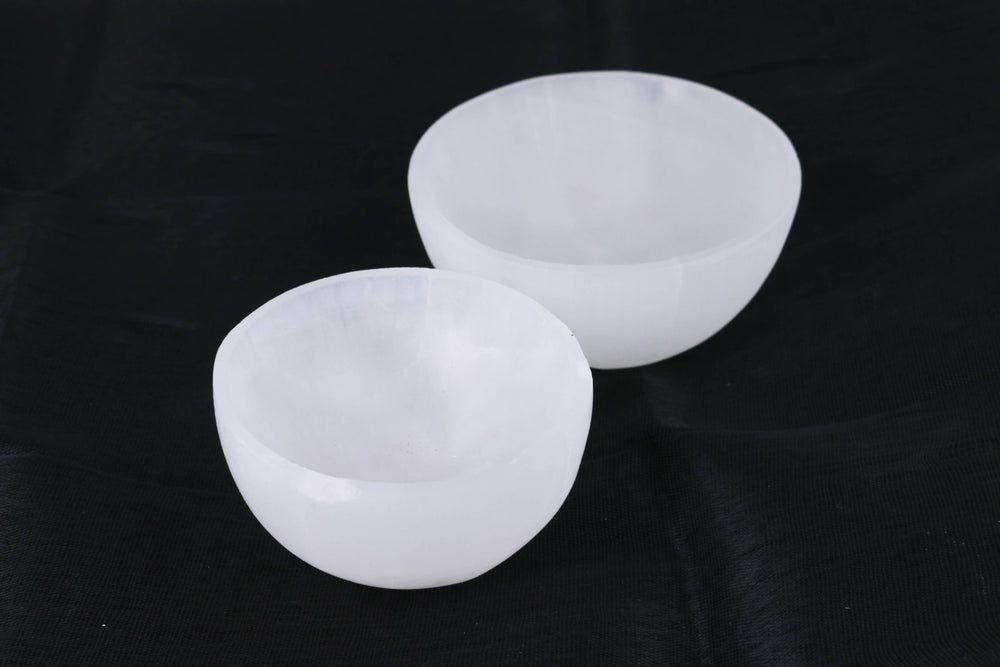 3" Deep Selenite Smudge Bowl | Ethically Sourced Crystal - Ziya Blue