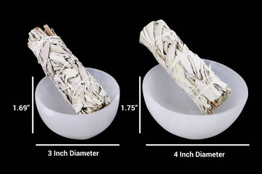 3" Deep Selenite Smudge Bowl - Ziya Blue