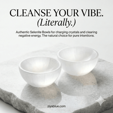 3" Deep Selenite Smudge Bowl | Ethically Sourced Crystal - Ziya Blue
