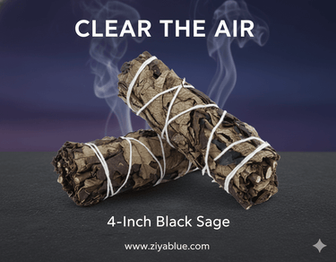 4" Black Sage Smudge Stick – Salvia Mellifera for Visioning & Cleansing - Ziya Blue