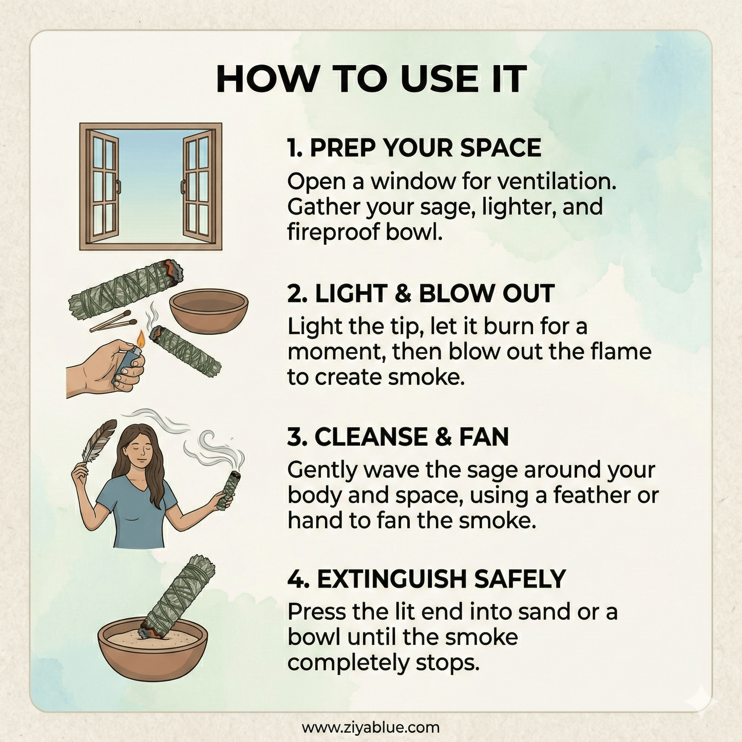 4" Canadian High Mountain Sage – The "Total Reset" Smudge Stick - Ziya Blue