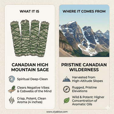 4" Canadian High Mountain Sage – The "Total Reset" Smudge Stick - Ziya Blue