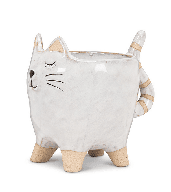 4" Cat W/Tail Planter - Ziya Blue