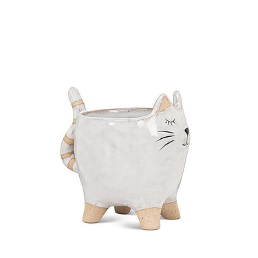 4" Cat W/Tail Planter - Ziya Blue