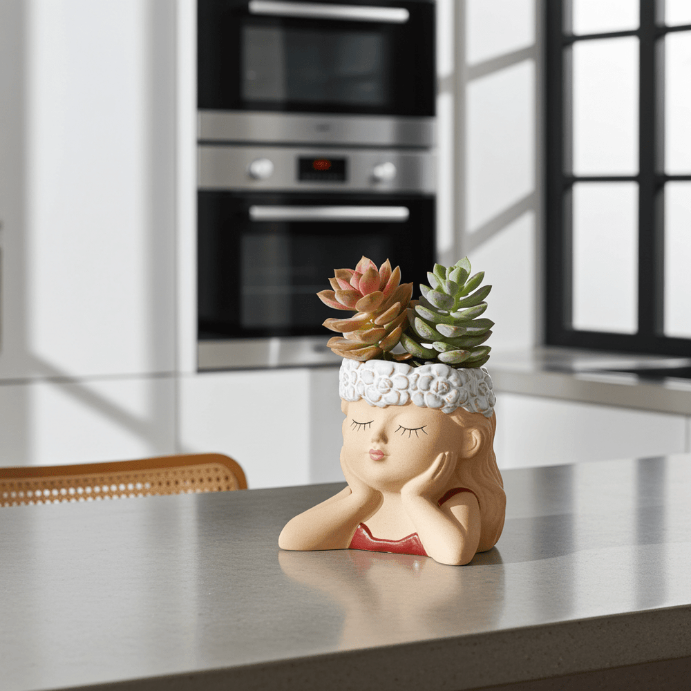 4.5" Head in Hands Planter - Ziya Blue