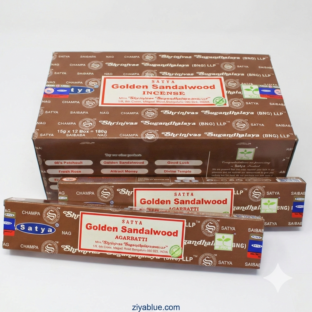 Golden Sandalwood Incense Sticks (15 g) 🌼✨