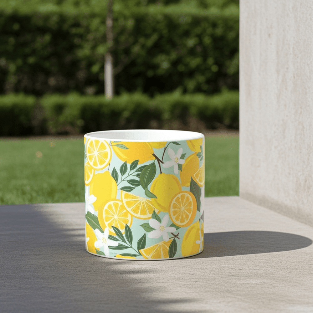 6.5" Lemon & Blossom Planter - Ziya Blue