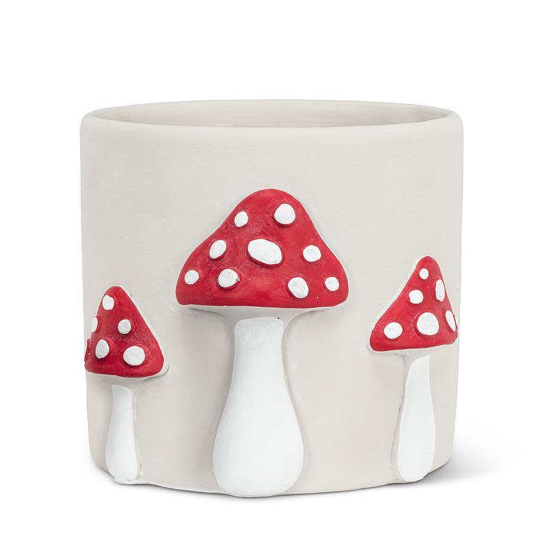 Large Dot Mushroom Planter — Cement Mushroom Pot (6.5") - Ziya Blue