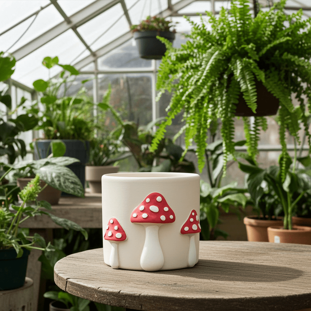 6.5" Lg Dot Mushroom Planter - Ziya Blue