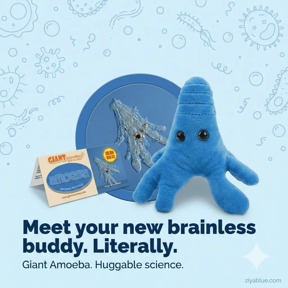 Amoeba Plush Shape-Shifter – Witty Microbiology Giant Microbe Toy for Science Lovers & Biology Teachers - Ziya Blue