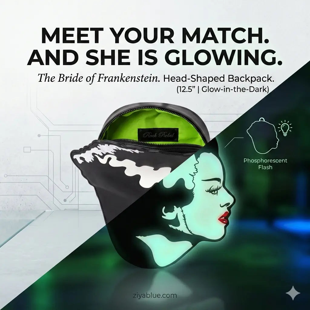 Bride of Frankenstein Head Shaped Backpack | 12.5