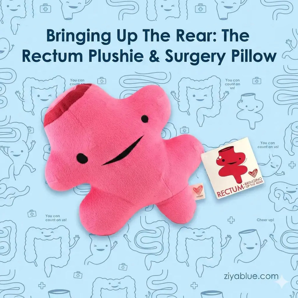 Bringing Up The Rear: The Rectum Plushie & Surgery Pillow I Heart Guts Ziya Blue