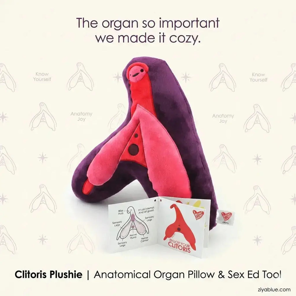 Clitoris Plushie | Anatomical Organ Pillow & Sex Ed Tool I Heart Guts Ziya Blue