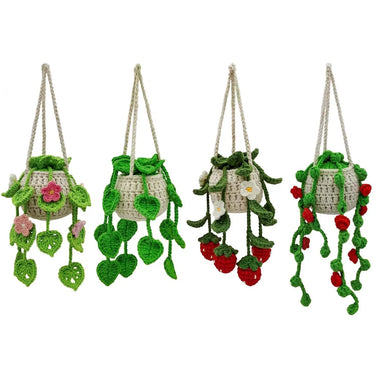 Crochet Hanging Car Plant | Rear View Mirror Charm Ziya Blue