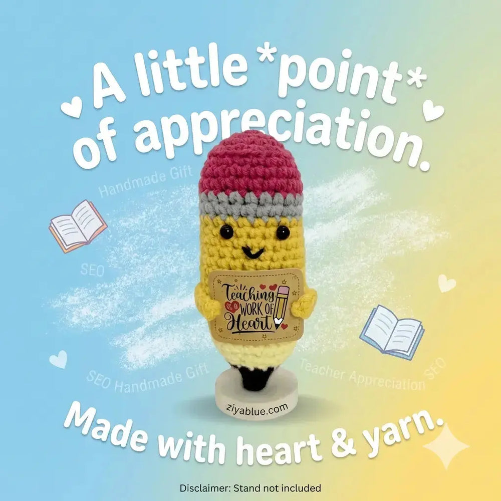 Crochet Teacher Appreciation Pencil Ziya Blue