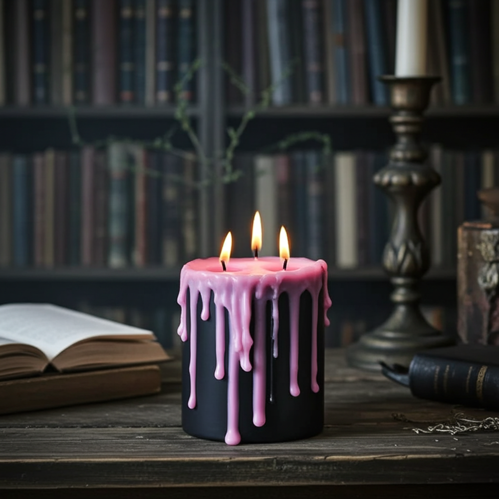 Pink Vampire Tears Gothic Bleeding Pillar Candle