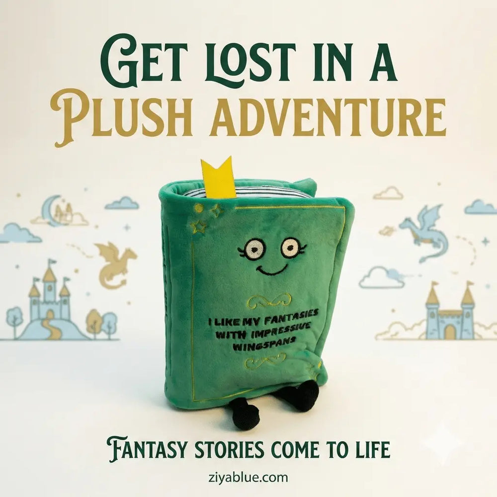 "Escape Reality" Fantasy Book Plush | Witty Bookworm Decor & Gift Punchkins
