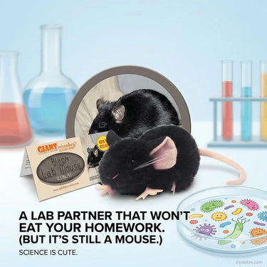 GIANTmicrobes Black Lab Mouse Plush – Science Toy (Dark Mode) - Ziya Blue