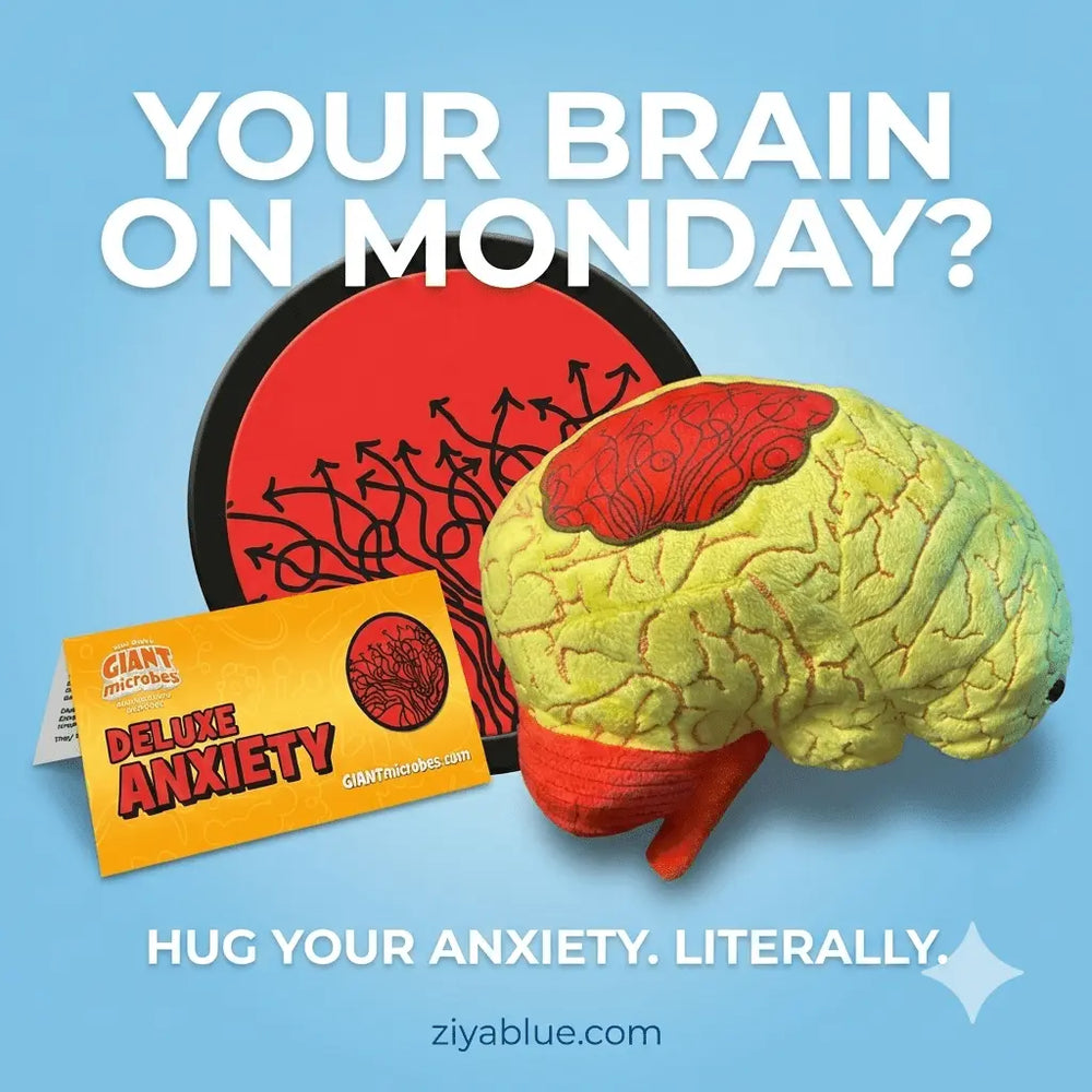 GIANTmicrobes Deluxe Anxiety Brain Plush - Ziya Blue