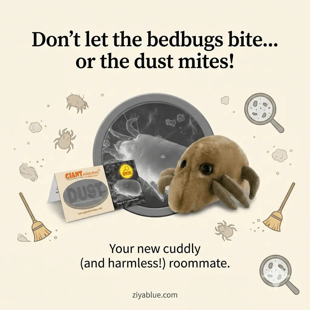 GIANTmicrobes Dust Mite Plush | 5-7" Allergy Awareness & Entomology Toy - Ziya Blue
