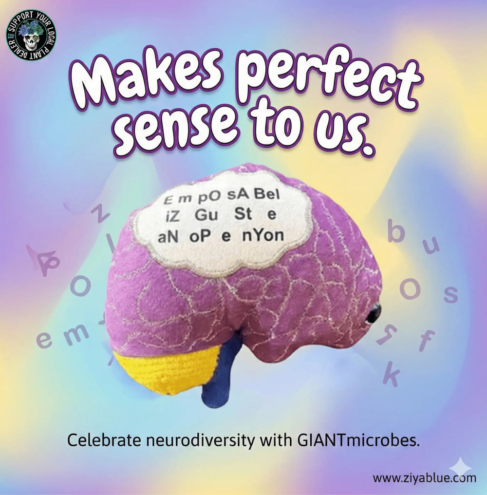 GIANTmicrobes Dyslexia Brain Plush | 5-7" Neurodiversity Awareness Toy - Ziya Blue