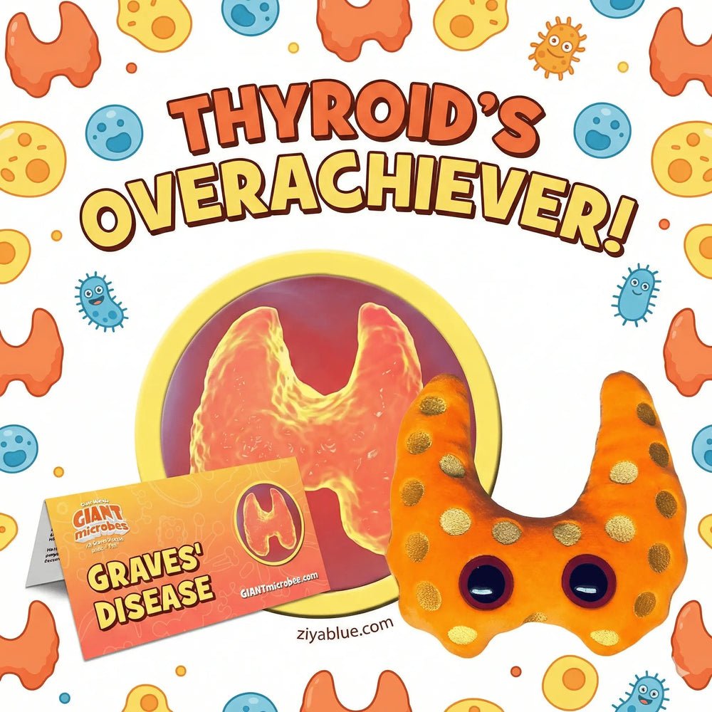 GIANTmicrobes Graves' Disease Plush | 5-7" Hyperthyroidism Awareness Toy - Ziya Blue