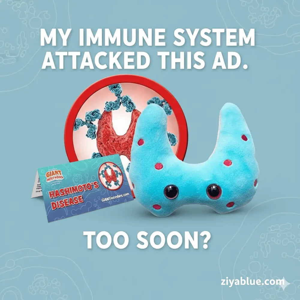 GIANTmicrobes Hashimoto's Disease Plush | 5-7" Thyroid Awareness Toy - Ziya Blue