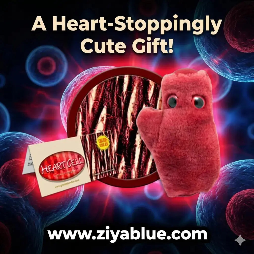 GIANTmicrobes Heart Cell Plush (With Sound) – Cardiomyocyte Toy (Listen To Your Heart) - Ziya Blue