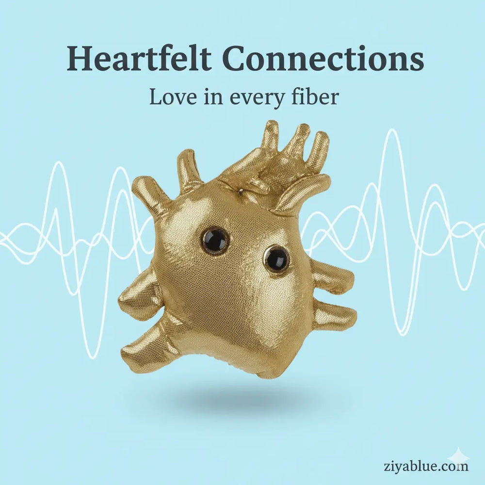 GIANTmicrobes Heart of Gold Plush | 7-9" Anatomical Cardiac Toy – Metallic Gold - Ziya Blue