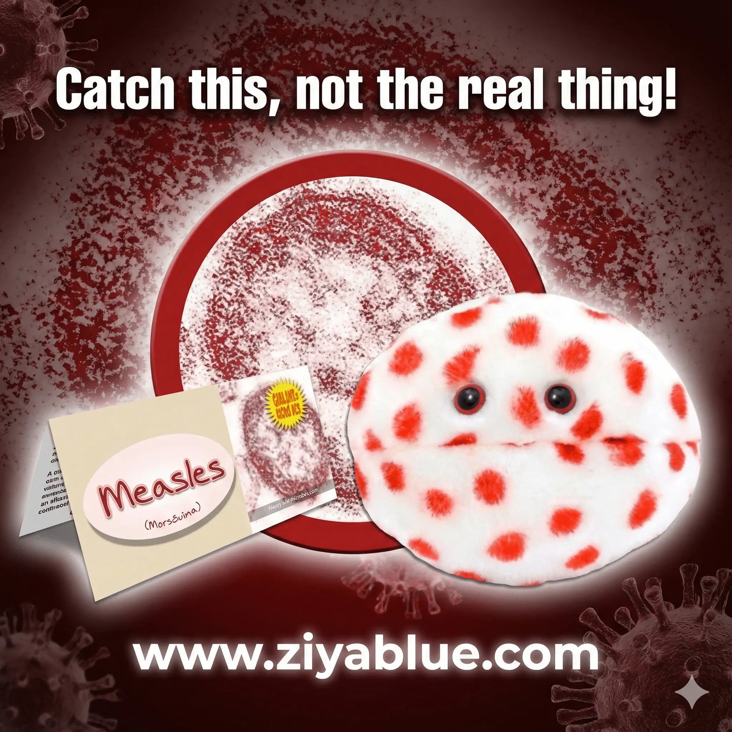 GIANTmicrobes Measles (Morbillivirus) Plush | 5-7" Educational Viral Toy - Ziya Blue