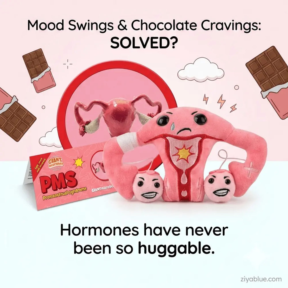 GIANTmicrobes PMS Uterus Plush | 5-7" Menstrual Health Toy – Period Solidarity - Ziya Blue