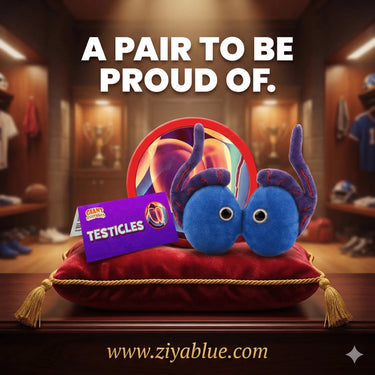 GIANTmicrobes Testicles Plush – Anatomy Toy (It Takes Balls) - Ziya Blue