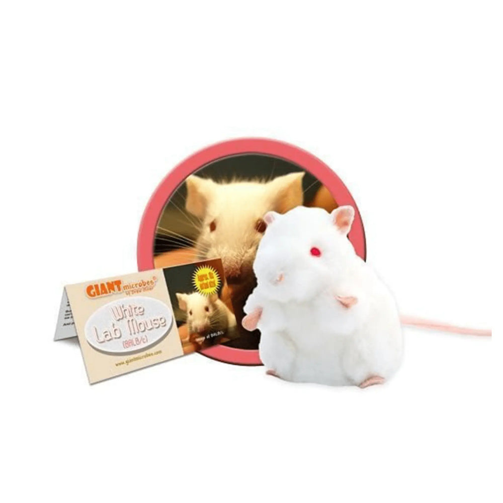GIANTmicrobes White Lab Mouse Plush – Science Toy (The Real Hero) - Ziya Blue
