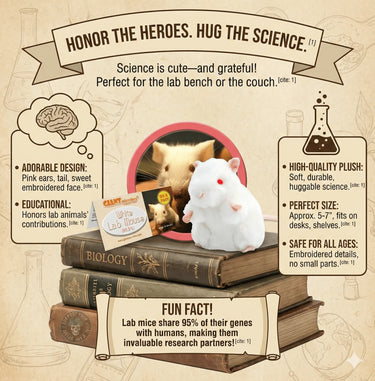 GIANTmicrobes White Lab Mouse Plush – Science Toy (The Real Hero) - Ziya Blue