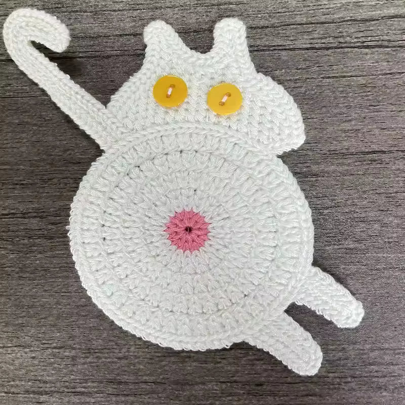 Crochet Cat Butt Coaster