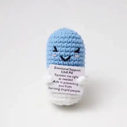 Handmade Crochet "Chill Pill" Desk Toy Ziya Blue