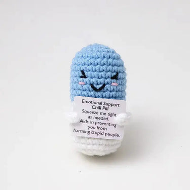 Handmade Crochet "Chill Pill" Desk Toy Ziya Blue