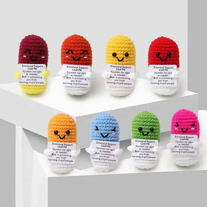 Handmade Crochet "Chill Pill" Desk Toy Ziya Blue