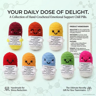 Handmade Crochet "Chill Pill" Desk Toy Ziya Blue