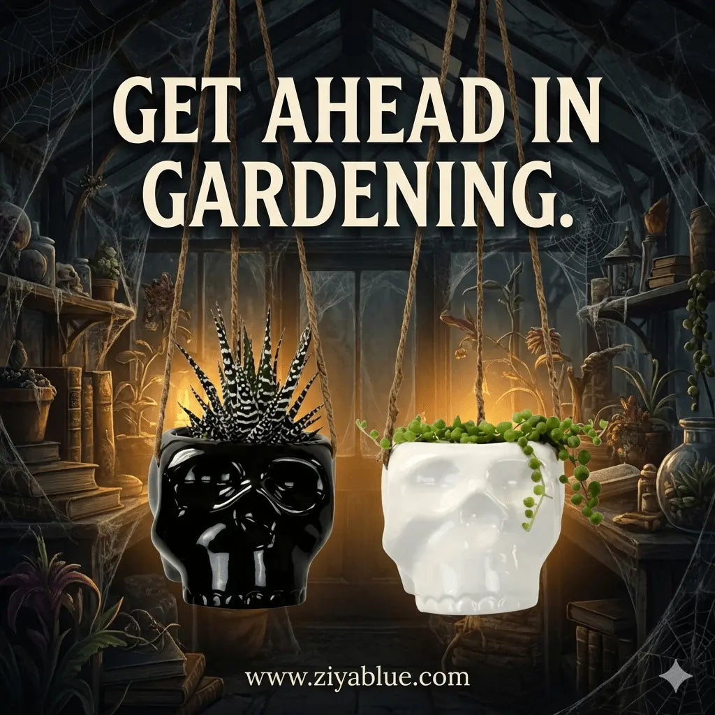 Haunted Hanging Skull Pot - Ziya Blue