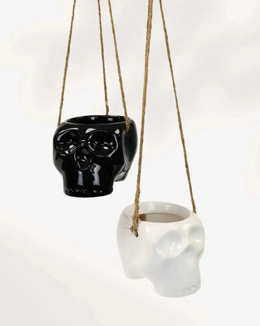 Haunted Skull Hanging Planter — 3" Ceramic - Ziya Blue