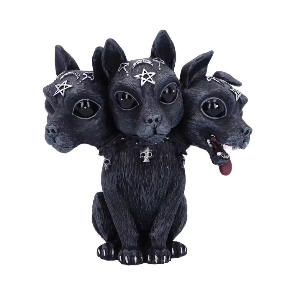 Dark Cerberus Figurine | Three-Headed Gothic Dog Statue