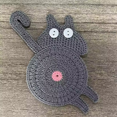 Crochet Cat Butt Coaster