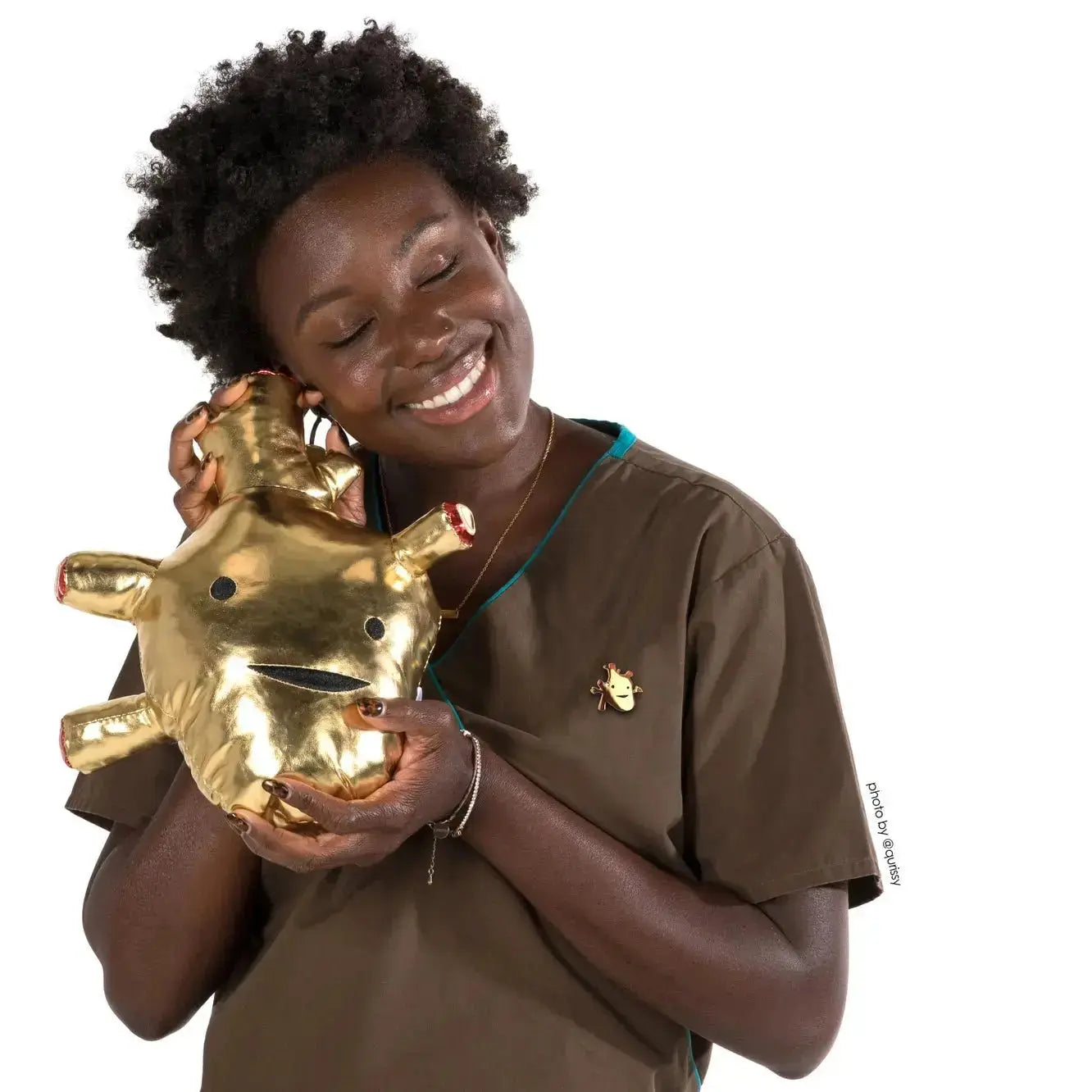 Heart of Gold: The 10.5" Metallic Vinyl Heart Plushie I Heart Guts Ziya Blue