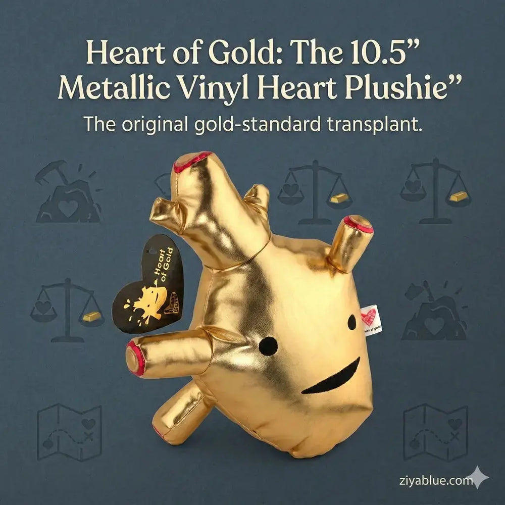 Heart of Gold: The 10.5" Metallic Vinyl Heart Plushie I Heart Guts Ziya Blue