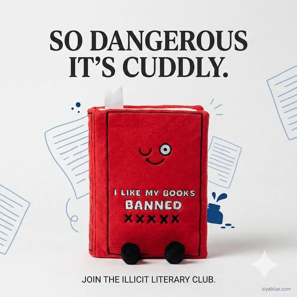 Banned Books Plush - The Freedom to Read Statement Piece - Ziya Blue